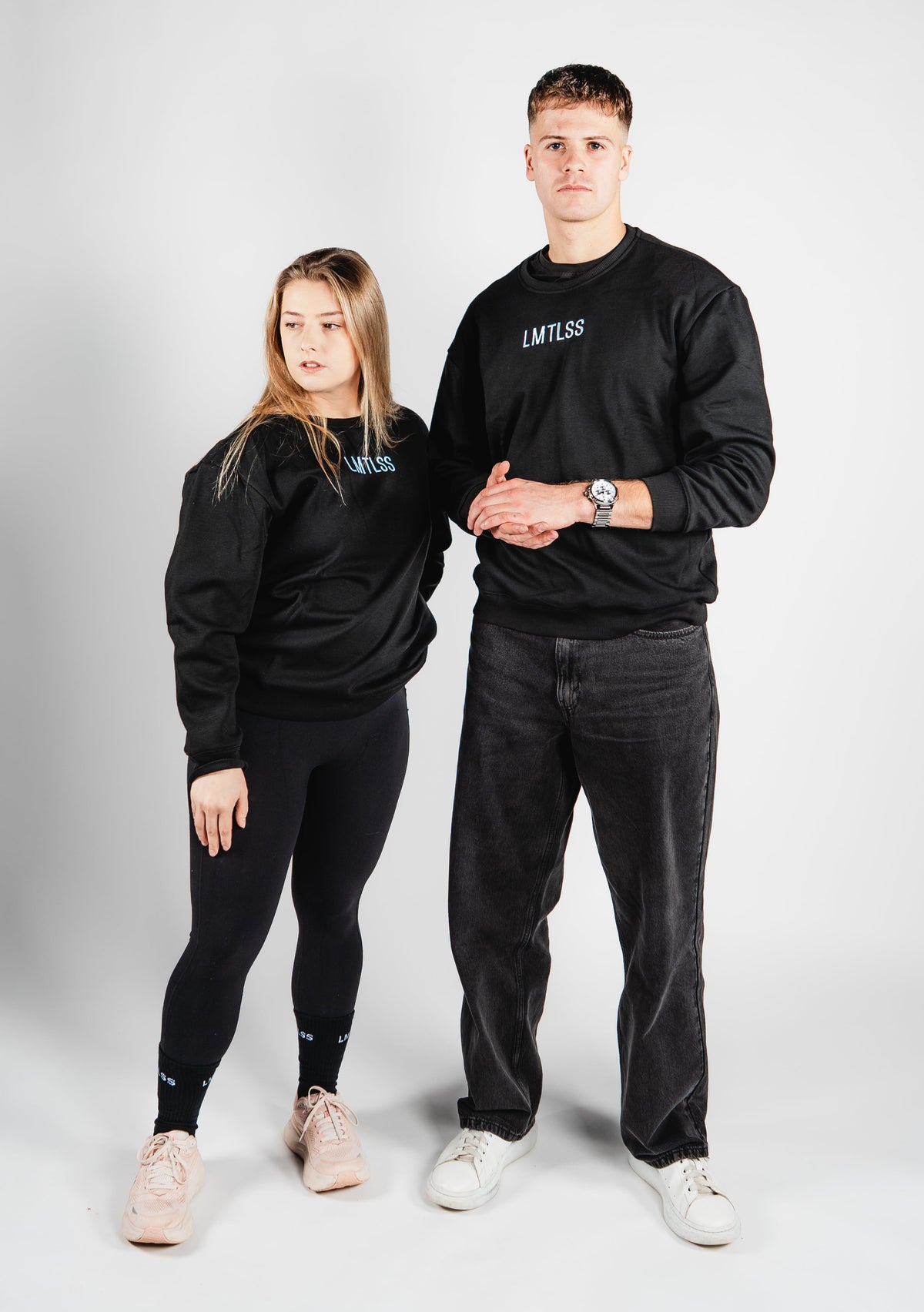 LMTLSS Velvet Crewneck in black — worn